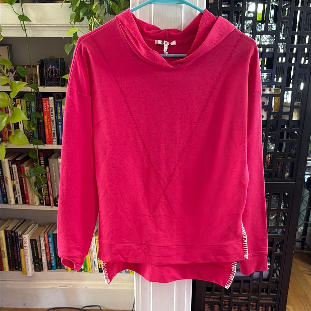 3 dots Vibrant Pink Hoodie with stitching / NWOT